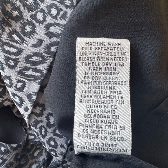 ECI Top Sz 10 Gray Black Halter Ruffle Front Sleeveless Open Back Animal Print - Picture 9 of 9